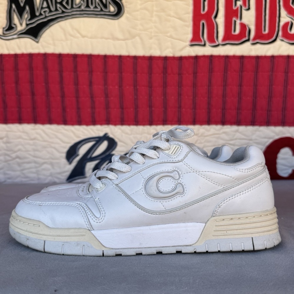 Size 8.5 - Coach Soho White Leather‎ Casual Sneakers Lace-Up CAQ06